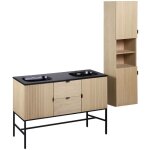 Mob - in - meuble double vasque 140cm chne studio sur pieds + colonne