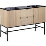 Mob - in - meuble double vasque 140cm chne studio sur pieds avec plan vasque en rsine