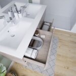 Meuble double vasque inox 140 cm rosinox - bois - plan vasque en