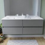 Meuble double vasque inox 140 cm rosinox - gris - plan vasque en Meuble double vasque inox 140 cm rosinox - gris - plan vasque en