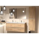 Meuble double vasque jupiter 3. 0 bois clair 120cm avec miroir elegance