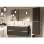 Sanitaire - meuble double vasque jupiter 3. 0 tiss gris 120cm avec miroir elegance