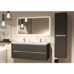 Sanitaire - meuble double vasque jupiter 3. 0 tiss gris 120cm avec miroir reflet