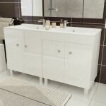 Meuble double vasque résine sur pieds ecoline 140 cm - blanc Meuble double vasque résine sur pieds ecoline 140 cm - blanc