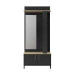 Gami - meuble dentree 2 portes - made in france - decor chene sonoma et noir - l 81 x h 190 x p 37 cm ... Gami - meuble dentree 2 portes - made in france - decor chene sonoma et noir - l 81 x h 190 x p 37 cm ...