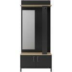Gami - meuble dentree 2 portes - made in france - decor chene sonoma et noir - l 81 x h 190 x p 37 cm ...