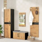 Modernluxe - meuble d'entre 4 en 1 avec miroir, armoire, cintres, banc  chaussures, style campagnard, ...