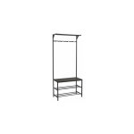 Meuble d'entr�e banc + portemanteau bois et m�tal noir