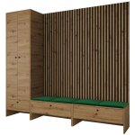 Meuble d'entre hartford 484, chne artisan + manila 35, 206x230x44cm, stratifi, tapisserie,  poser ...