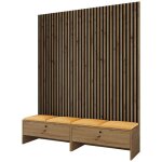 Mobilier1 - meuble d'entre hartford 485, chne artisan + manila 32, 206x170x44cm, stratifi, tapisserie, ...