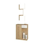 Iperbriko - meuble d'entre avec miroir 1 porte 1 tiroir chne blanc 60x35xh. 186 cm