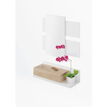 Pegane - meuble d'entree avec miroir, coloris blanc artik mate / chene canadien en melamine - dim : 20 ...