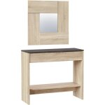 Meuble d'entre pablo 1 tiroir et miroir, chne et rouille, 92 cm largeur