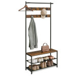 Vasagle - meuble d'entr�e, porte - manteaux, avec banc et �tag�re � chaussures, 9 crochets amovibles, ...