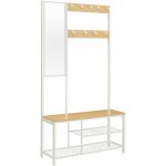 Vasagle meuble d?entr�e, porte - manteau, vestiaire, avec crochets, miroir, banc � chaussures et �tag�res, ...