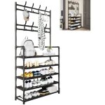 Flasidu - meuble d'entr�e - porte - manteau - vestiaire - avec crochets - miroir - banc � chaussures ...