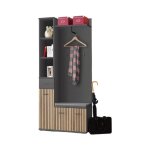 Meublorama - meuble d'entr�e polo ? rangements et penderie en gris et ch�ne