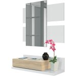 Meuble d'entre telma avec 1 tiroir et miroir blanc / chne, 75 cm largeur