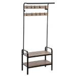 Pegane - meuble d'entrée vestiaire en bois et métal coloris naturel - l. 73. 5 x p. 34 x h. 170. 5 cm ... Pegane - meuble d'entrée vestiaire en bois et métal coloris naturel - l. 73. 5 x p. 34 x h. 170. 5 cm ...