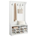Vasagle - meuble d'entre, vestiaire, porte - manteau avec banc, rangement pour chaussures, avec crochets, ...