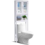 Meuble étagère de salle de bain, 57, 5 x 19 x 163 cm, rangement au dessus des toilettes wc ou lave - ... Meuble étagère de salle de bain, 57, 5 x 19 x 163 cm, rangement au dessus des toilettes wc ou lave - ...