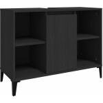 Helloshop26 - meuble d'�vier sous lavabo salle de bain 80 x 33 x 60 cm bois d'ing�nierie noir