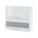 Meuble haut de cuisine bellissi blanc brillant 2 portes relevables avec vitre opaque l 80 cm - porte ...
