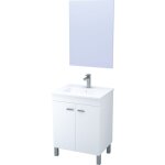 Zen - meuble de salle de bain � poser helgo - 60cm - blanc - m�lamin� - livr� en kit - ondee