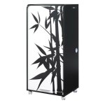 Meuble informatique � rideau noir imprim� bambous orga 140 cm