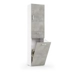 Abitare - meuble de buanderie 45x32x195 cm b�ton et blanc avec porte, tiroir et panier � linge - acero ...