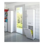 Meuble de buanderie 45x32x195 cm blanc fr�ne avec porte, tiroir et panier � linge - acero