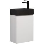 Meuble lave - mains angela 40 x 22 cm blanc, noir lavabo - armoire