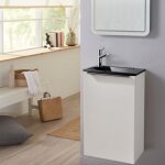 Meuble lave mains wc blanc mat avec lave - mains design noir - l. 42. 5 x h. 68. 6 cm - sans robinetterie ...
