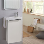 Godart - meuble lave mains wc blanc mat avec porte serviettes - l. 48 x h. 72. 5 cm - pour robinetterie ...