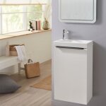 Meuble lave mains wc blanc mat sans robinetterie - l. 42. 5 x h. 72. 5 cm - pour robinetterie  gauche ...