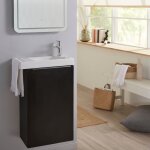 Godart - meuble lave mains wc noir mat avec porte serviettes - l. 48 x h. 72. 5 cm - pour robinetterie ...