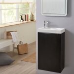 Meuble lave mains wc noir mat sans robinetterie - l. 42. 5 x h. 72. 5 cm - pour robinetterie  gauche ...