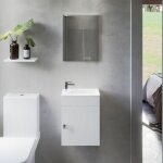 Cuisibane ? meuble lave - mains avec vasque c�ramique 40. 3x22. 5cm ? miroir 42x55cm ? caisson suspendu ...