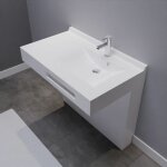 Meuble lea 90 cm plan vasque d�port�e � droite suspendu