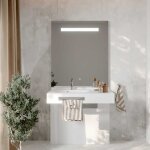 Meuble lea 90 cm avec plan vasque dporte  gauche et miroir led elgance ht105