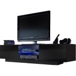 Dusine - meuble led suspendu ou pos� tv giorgio noir mat et noir laqu� 160 cm