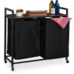 Meuble � linge, 2 compartiments coulissants, 4 roulettes, design industriel, salle de bain, chambre, ...