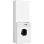 Meuble pour machine  laver fin blanche 64 cm 2 portes faade blanche 4 tagres 64x30x180 cm