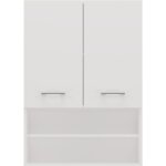 Meuble suspendu pour machine � laver ? dimensions 64x30xh90 cm ? panneau stratifi� blanc mat ? ferrures ...