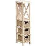 Meuble de rangement en bois beige naturel avec 1 tagre et 3 paniers h 82 cm - tendance