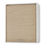 Meuble mural de cuisine blanc � rideau ch�ne clair couna l 60 x h 72cm