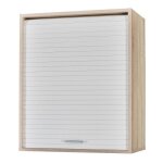 Meuble mural de cuisine chne clair  rideau blanc couna l 60 x h 72cm