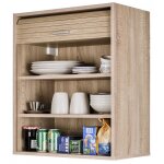 Meuble mural de cuisine à rideau chêne clair couna l 60 x h 72cm Meuble mural de cuisine à rideau chêne clair couna l 60 x h 72cm