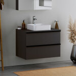 Meuble mural suspendu mdf de salle de bain design sous - vasque avec 2 tiroirs pour salle de bain - 80x57, ...