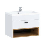 Mobilier1 - meuble mural salle de bains baltesi 118, blanc + chne artisan,  suspendre, le nombre de ...